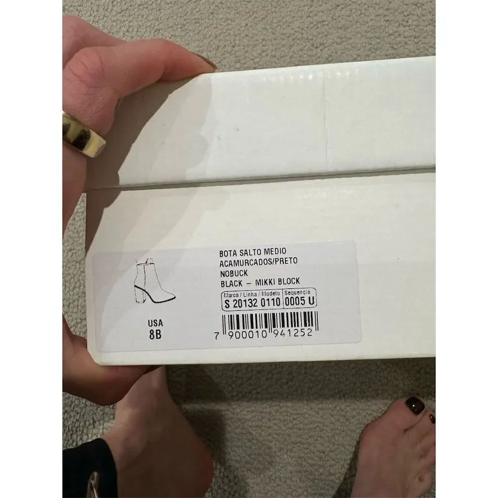 NWT Schutz Women's Black Nubuck Ankle Booties Size 8B Pointed Toe Zip - Picture 3 of 4